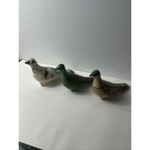 Set Of 3 Tonala Bird Figurines Mexican Folk Art